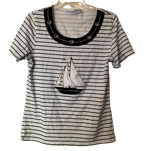 Retro Princess Cruises Sailboat Tee Shirt Blue and White Size Medium